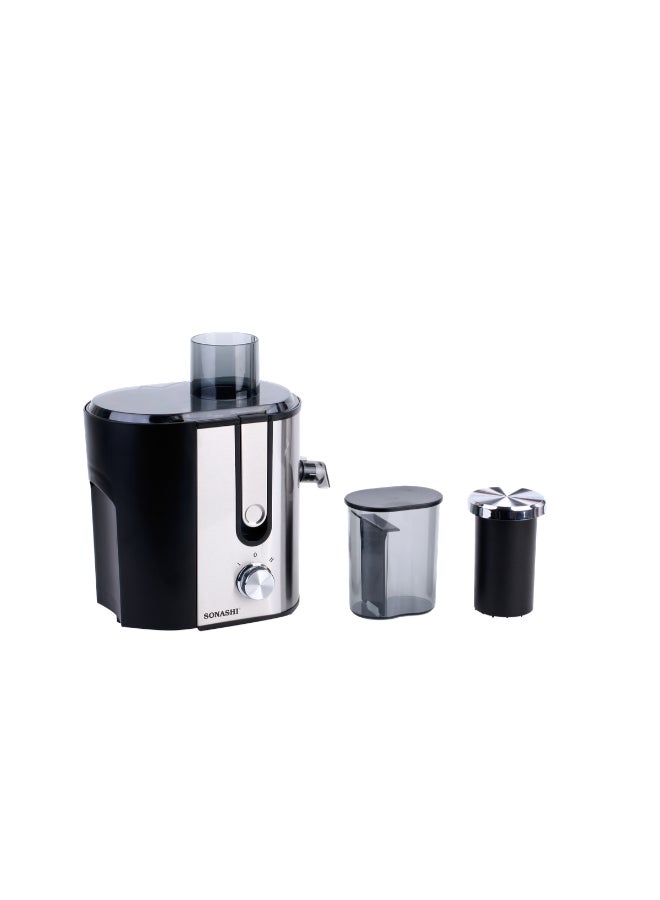 SONASHI - Juice Extractor with 2 Speeds - 1.2L Large Pulp Container | Whole Fruit Juice Extractor with Stainless Steel Body & Mesh Strainer | Motor Overheat Protection 1.2 L 400 W SPJ-507 Black/Silver - Image 1
