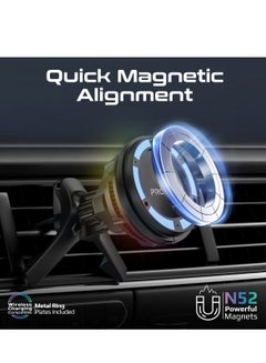 PROMATE Ultra-Fast Magnetic Wireless Car Charger With Semiconductor Refrigeration Cooling, 15W Output, AC Vent, Gooseneck Mount, Charge Protection,360 Degree Rotation And Cradleless Design,MagChill-GA Black  - Image 3