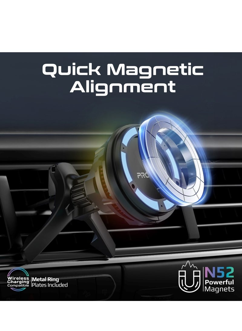 PROMATE Ultra-Fast Magnetic Wireless Car Charger With Semiconductor Refrigeration Cooling, 15W Output, AC Vent, Gooseneck Mount, Charge Protection,360 Degree Rotation And Cradleless Design,MagChill-GA Black - Image 3