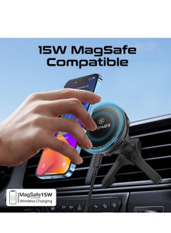 PROMATE Ultra-Fast Magnetic Wireless Car Charger With Semiconductor Refrigeration Cooling, 15W Output, AC Vent, Gooseneck Mount, Charge Protection,360 Degree Rotation And Cradleless Design,MagChill-GA Black  - Image 2