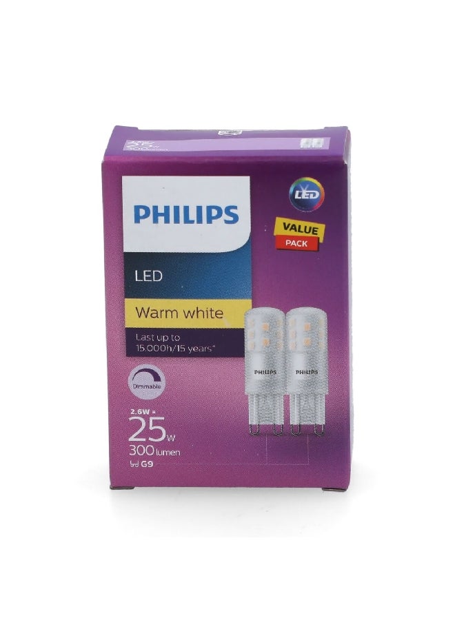فيليبس طقم كبسولة LED G9 قابل للتعتيم 2 قطعة 2.6 واط يدوم طويلاً أبيض دافئ PHI-929002389968 أبيض دافئ  - Image 5