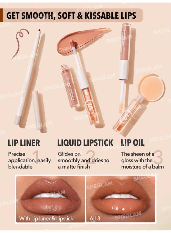 SHEGLAM Soft 90's Glam Lip liner and Lip Duo Set-Haute Cocoa Lip Set Multicolor  - Image 4