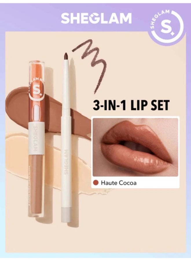 Soft 90's Glam Lip liner and Lip Duo Set-Haute Cocoa Lip Set Multicolor