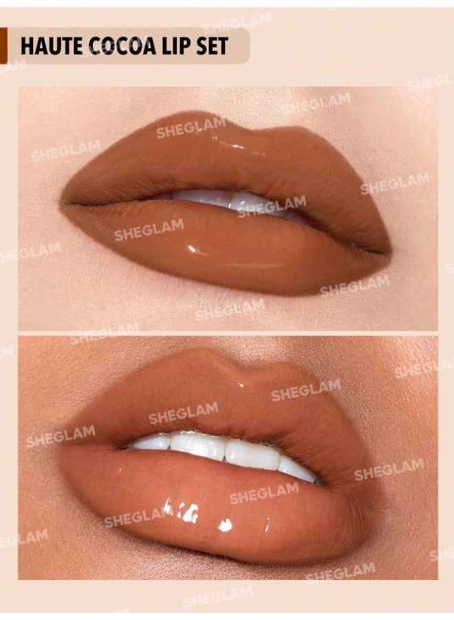 SHEGLAM Soft 90's Glam Lip liner and Lip Duo Set-Haute Cocoa Lip Set Multicolor  - Image 2