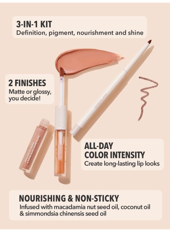SHEGLAM Soft 90's Glam Lip liner and Lip Duo Set-Haute Cocoa Lip Set Multicolor  - Image 5