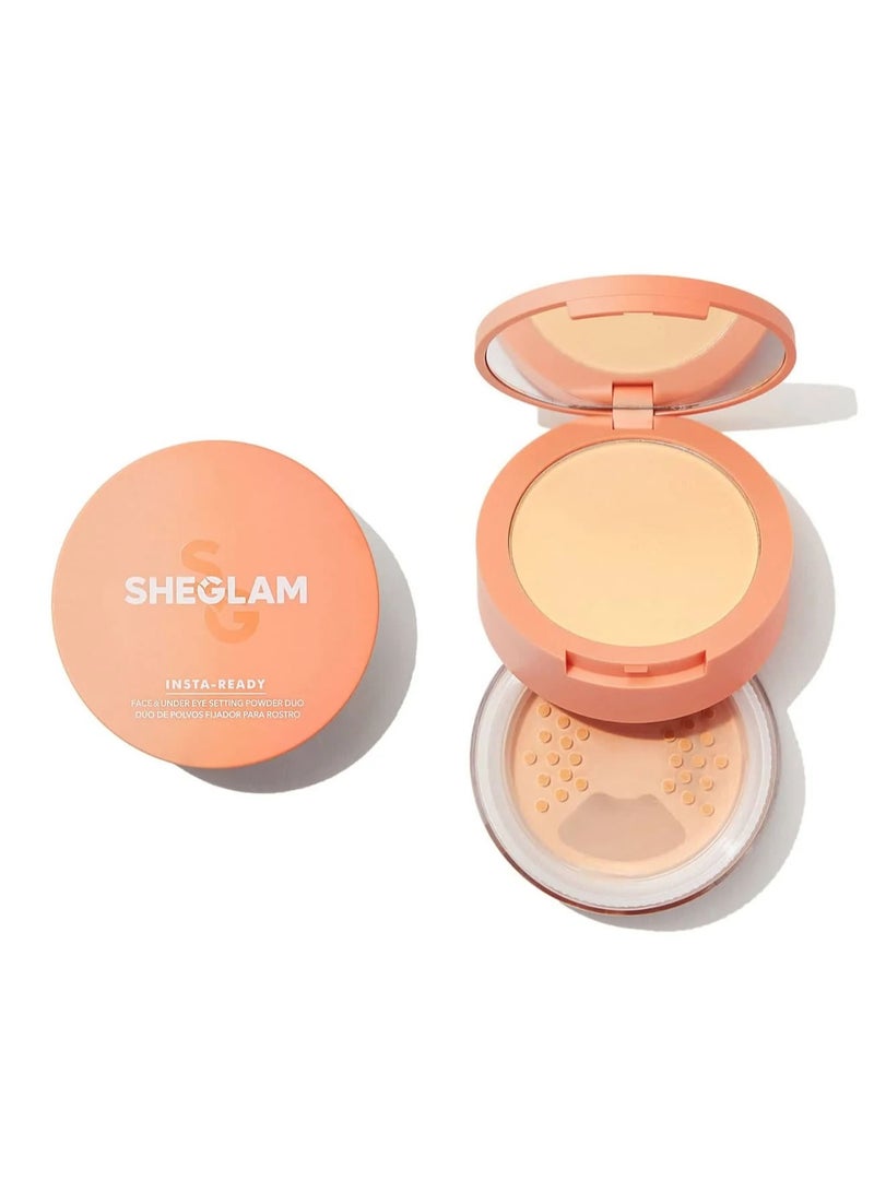 SHEGLAM Insta-Ready Face & Under Eye Setting Powder Duo - Toasted Almond Beige - Image 1