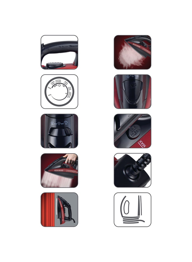BLACK+DECKER - Steam Iron 220 ml 2200 W X2200-B5 Black/Red - Image 1