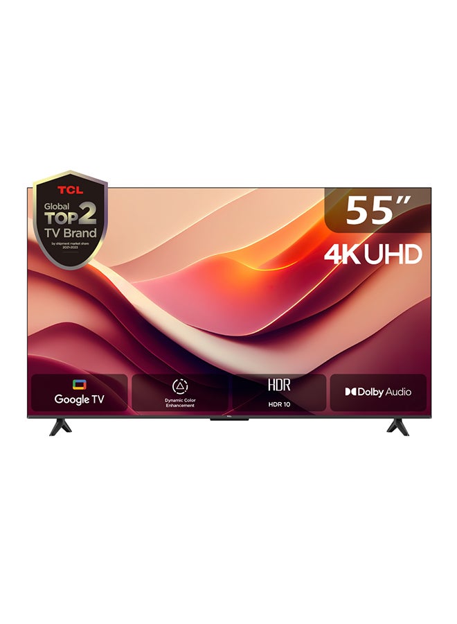 TCL 55 Inch 4K UHD HDR10 Google TV, (2024), 60HZ, Built in receiver - 55P69B Brushed Titanium - Image 1