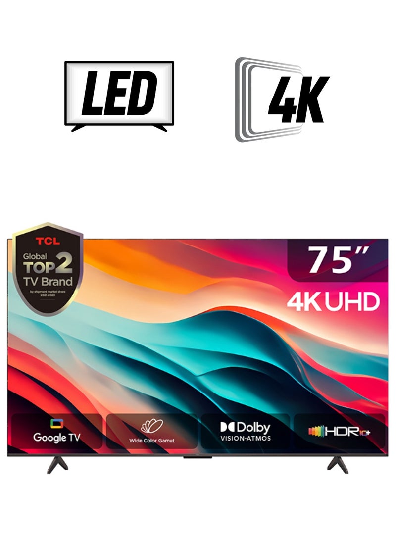 TCL - 75 Inch 4K WCG UHD HDR10+ Google TV, 120HZ DLG, (2024), built In Receiver - 75P79B Brushed Titanium - Image 1