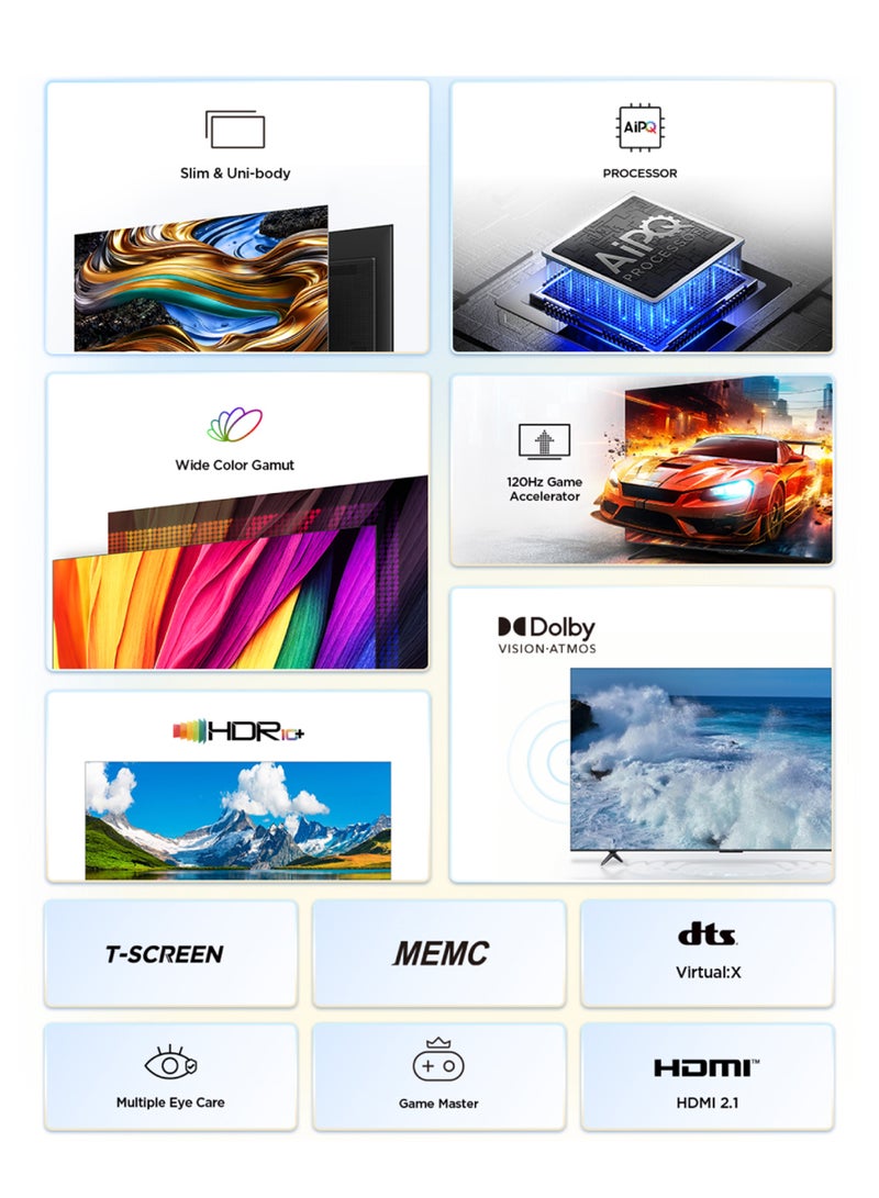 TCL - 65 Inch 4K WCG UHD HDR10+ Google And Native DLG 120HZ , (2024), built In Receiver - 65P79B Brushed Titanium - Image 1