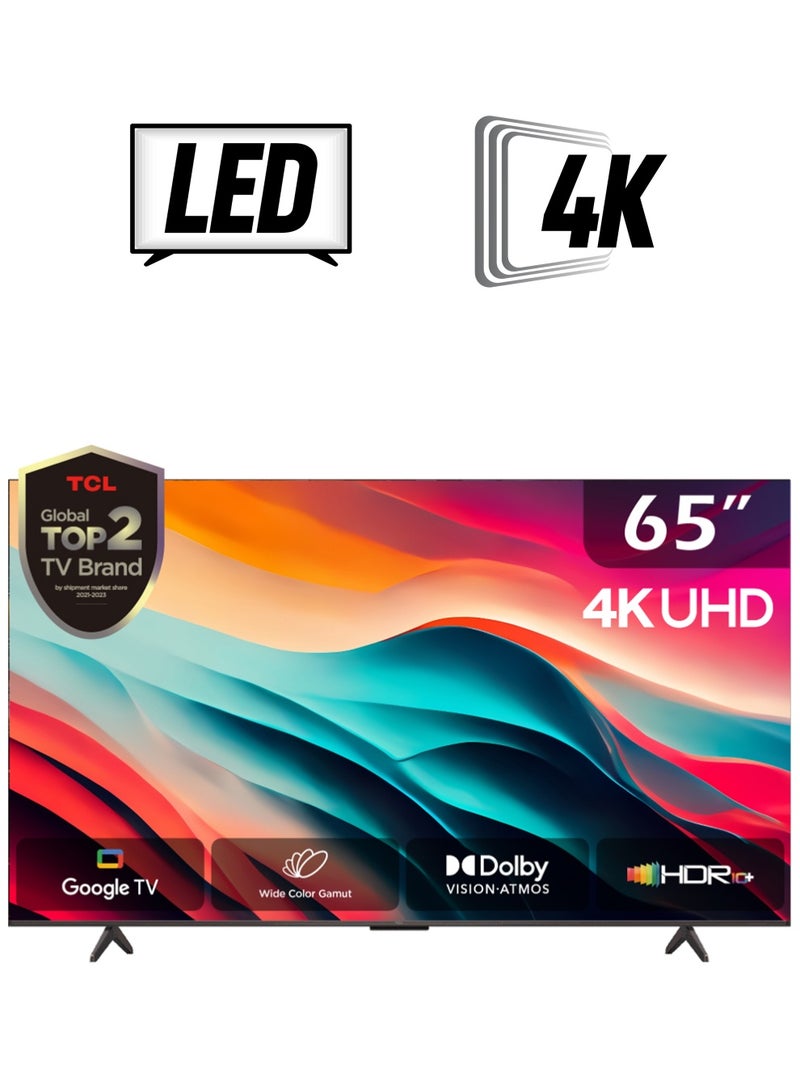 TCL 65 Inch 4K WCG UHD HDR10+ Google And Native DLG 120HZ , (2024), built In Receiver - 65P79B Brushed Titanium  - Image 1
