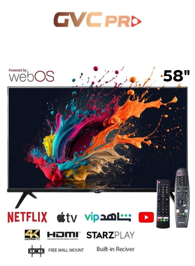 gvc pro 58 Inch smart TV, WebOs System, 4K High Resolution, with Magic Remote - GVC-60WS7100 Black 