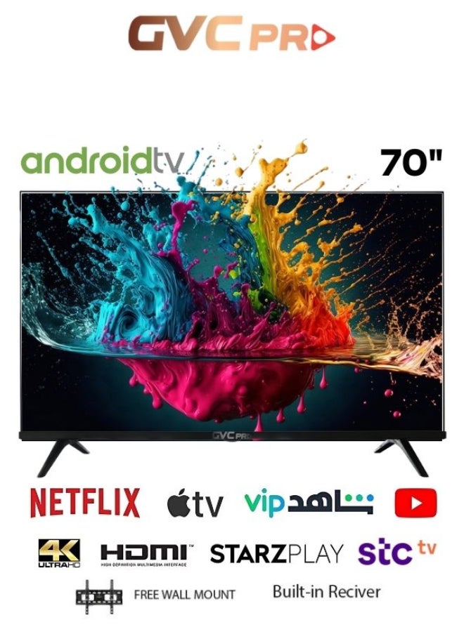 جي في سي برو - شاشة سمارت دقة عالية 4K اندرويد 70 بوصة - GVC-70TUS5200 GVC-70TUS5200 اسود - Image 1