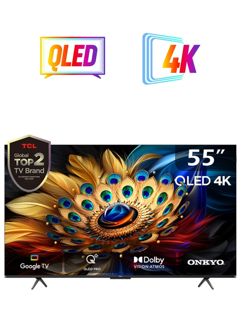 55 Inch QLED Google TV, (2024), Built in receiver, And Native DLG 120HZ Refresh Rate,built In Receiver -. 55C655 Black