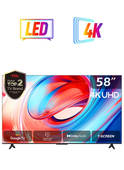 58-Inch 4K UHD HDR10 Google TV comes with Dolby Sound and Vision, 60HZ, Model (2024), Built in receiver, 58V6B Brushed Titanium