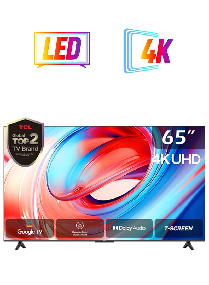 TCL - 65 Inch 4K LED HDR 10 UHD Dynamic Color Enhancement Metallic Bezel-less Google TV, 60HZ, Built in receiver,  (2024) - 65V6B Brushed Titanium - Image 1