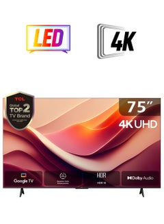 75-Inch 4K UHD HDR10 Google TV, Built in receiver, 60HZ, Dolby Vision and Soound, With Built-in Chromecast And Google Assistance, Hands-free Voice Control, Model ( 2024 ) - 75P69B Brushed Titanium