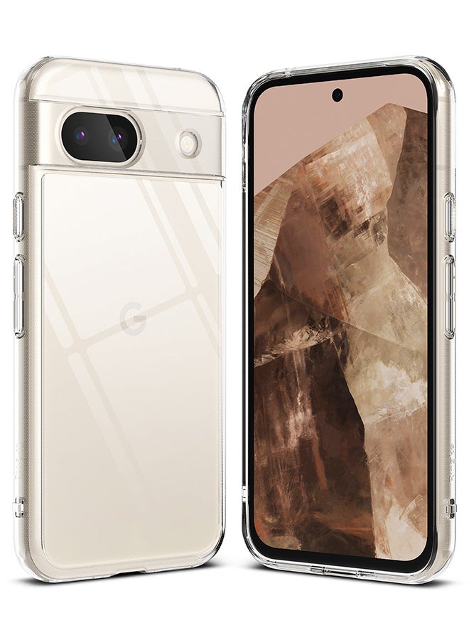 Fusion Compatible With Google Pixel 8A Case, Translucent Anti-Scratch Hard PC Back Shockproof TPU Bumper Protective Phone Cover - Clear