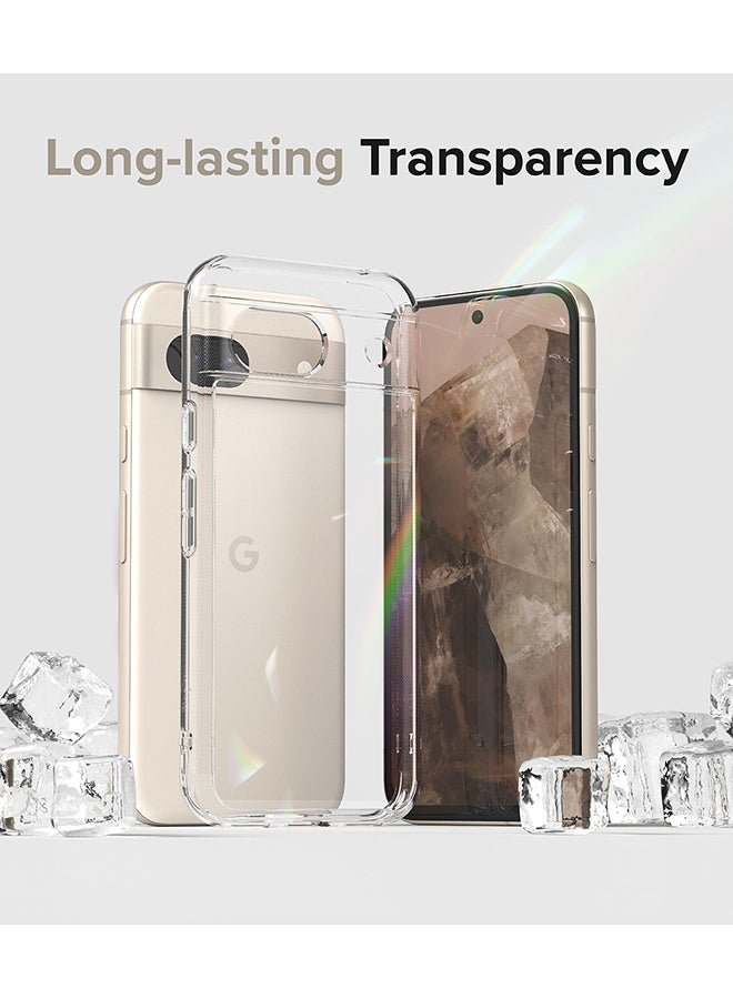Fusion Compatible With Google Pixel 8A Case, Translucent Anti-Scratch Hard PC Back Shockproof TPU Bumper Protective Phone Cover - Clear