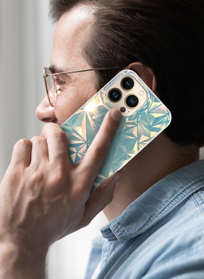MARGOUN iPhone 13 Pro Holographic Abstract Art Case Cover Gradient Rainbow Color Effect Aesthetic Painting Geometric Pattern Back Cover MIX1  - Image 3