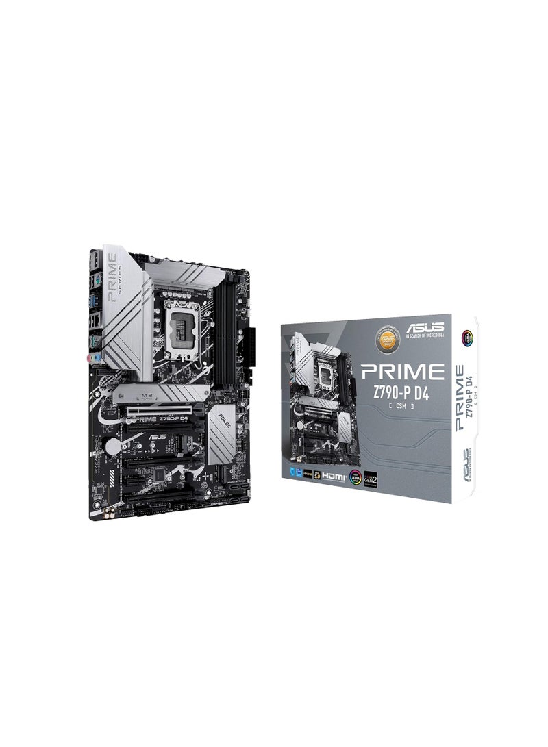 ASUS Prime Z790-P WiFi D4 LGA 1700, Intel 12th &13th Gen, ATX Motherboard, PCIe 5.0, DDR4, 3X M.2, WiFi 6, Bluetooth v5.2, 2.5Gb LAN, Front Panel, USB 3.2 Gen 2 USB Type-C - Black 