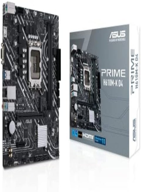 Prime H610M-K D4 LGA 1700 mATX Gaming Motherboard DDR4 PCIe 4.0 M.2 slot Realtek 1 Gb Ethernet SATA 6 Gbps