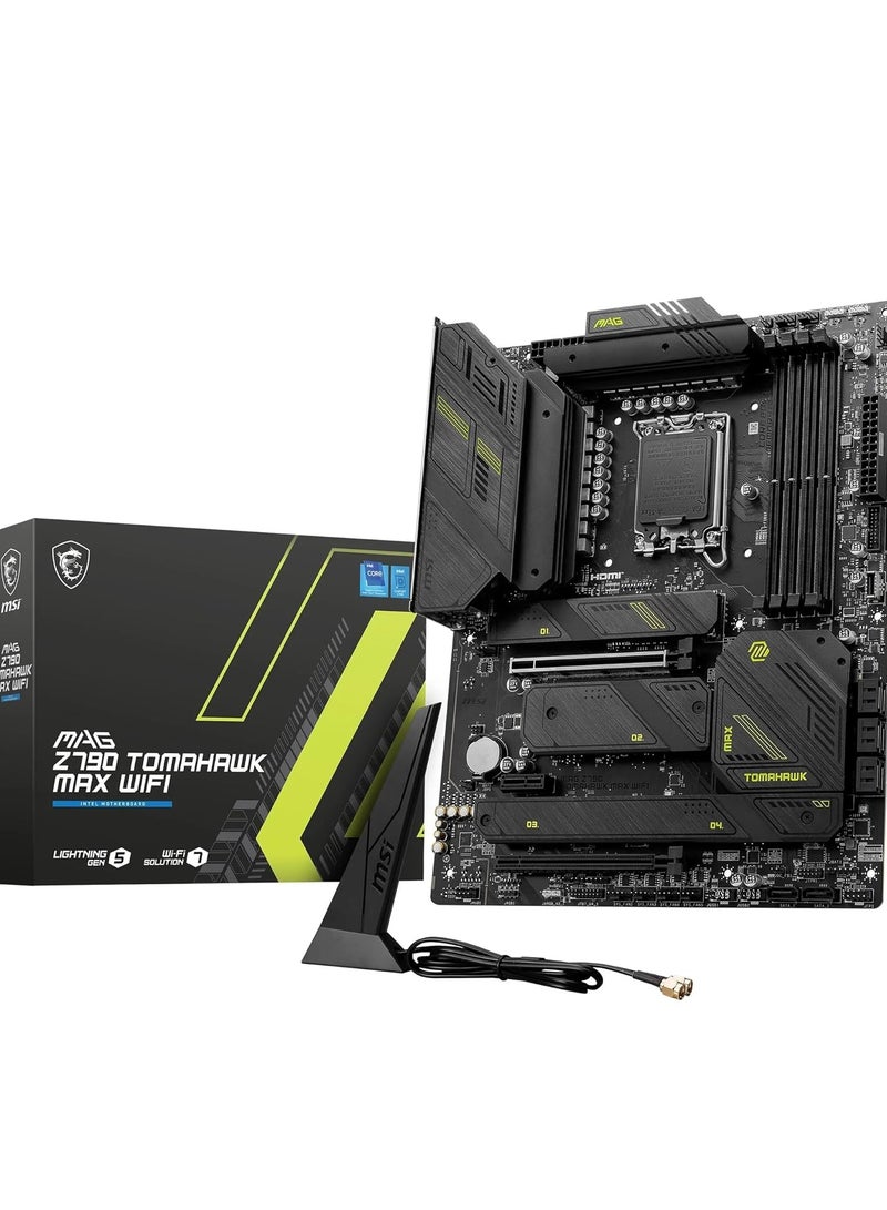 MSI MAG Z790 Tomahawk Max WIFI ATX Motherboard, LGA1700 Socket, Intel Z790 Chipset, 4x DDR5 Slots, 192GB Max Memory, Wi-Fi 7, BT 5.4, 2x PCIe x16, HDMI, USB-A 3.2, USB-C 3.2 - Black 