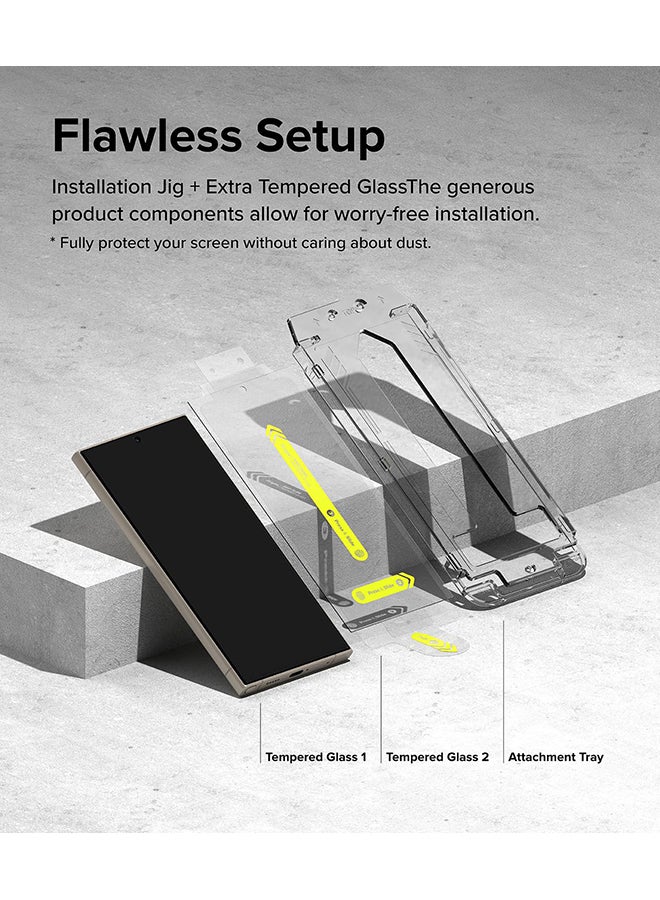 Ringke - Tempered Glass Easy Slide Compatible with Samsung Galaxy S24 Ultra Screen Protector, Case Friendly Shatterproof Premium 9H Hardness - 2 Pack Clear - Image 1