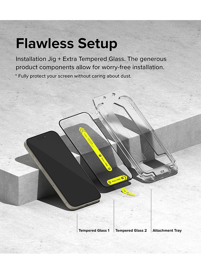 Ringke Tempered Glass Easy Slide Compatible With iPhone 15 Pro Max Screen Protector, Case Friendly Shatterproof Premium 9H Hardness, Anti-Scratch - 2 Pack Clear  - Image 3