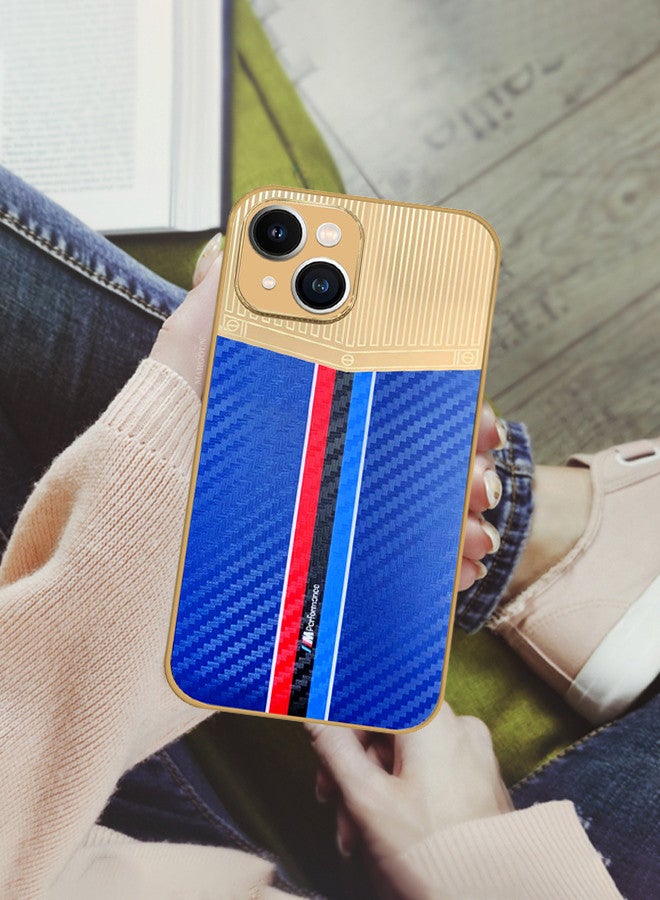 MARGOUN iPhone 13 Luxury Gold Plated Case Hybrid Electroplated Frame Back Cover with Carbon Fiber Pattern Mix6  - Image 4