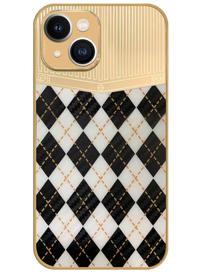 MARGOUN iPhone 13 Luxury Gold Plated Case Hybrid Electroplated Frame Back Cover with Carbon Fiber Pattern Mix6  - Image 5