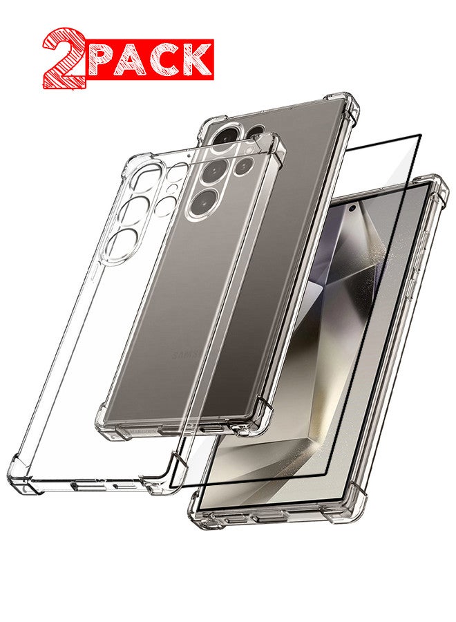MARGOUN 2 Packs For Samsung Galaxy S24 Ultra Gorilla Case and Screen Protector Shock-Absorption Flexible Clear TPU Rubber Protective Cell Phone Cover Slim Fit Transparent Protective Case Cover Clear - Image 1