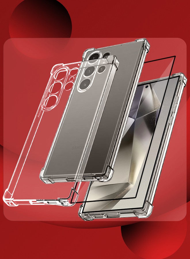 MARGOUN 2 Packs For Samsung Galaxy S24 Ultra Gorilla Case and Screen Protector Shock-Absorption Flexible Clear TPU Rubber Protective Cell Phone Cover Slim Fit Transparent Protective Case Cover Clear - Image 2