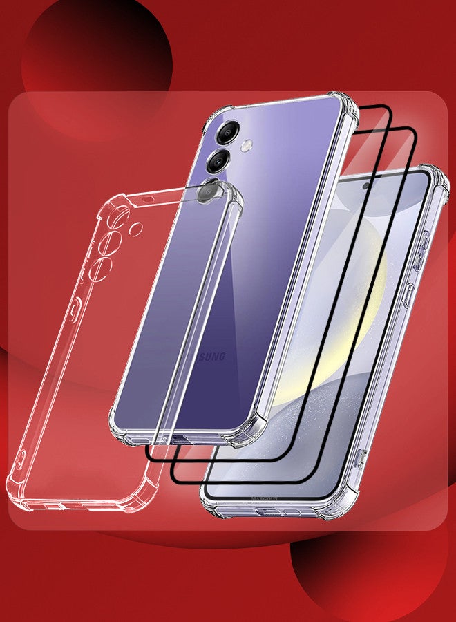 مارجون 3 Packs For Samsung Galaxy S24 Gorilla Case and 2 Screen Protectors Shock-Absorption Flexible Clear TPU Rubber Protective Cell Phone Cover Slim Fit Transparent Protective Case Cover Clear - Image 2