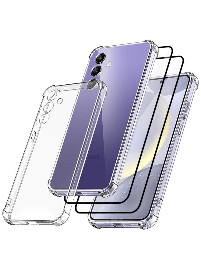 مارجون 3 Packs For Samsung Galaxy S24 Gorilla Case and 2 Screen Protectors Shock-Absorption Flexible Clear TPU Rubber Protective Cell Phone Cover Slim Fit Transparent Protective Case Cover Clear - Image 3