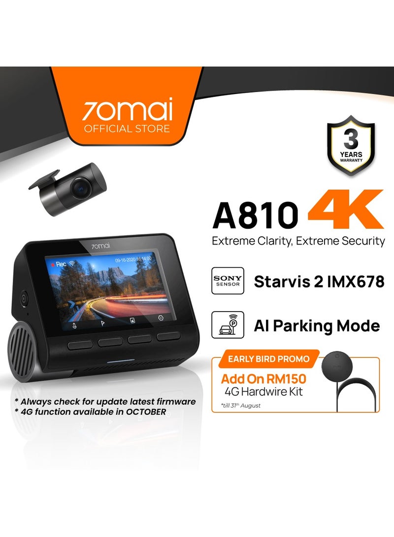 70 ماي - مجموعة كاميرا 4K A810 HDR Fash Cam مع Sony Starvis 2 - Image 1