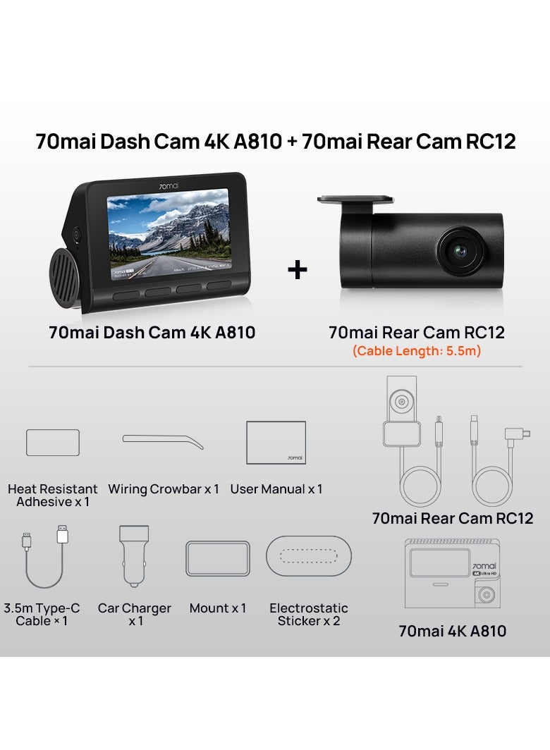 70 ماي - مجموعة كاميرا 4K A810 HDR Fash Cam مع Sony Starvis 2 - Image 1