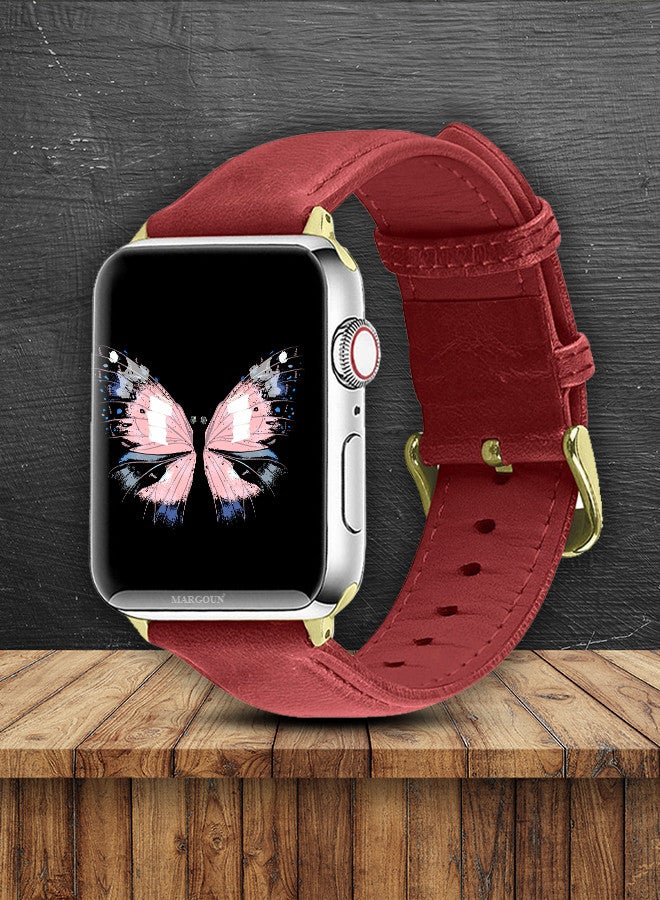 MARGOUN Apple Watch Band 38mm/40mm/41mm Leather Band Buckle Strap Wristband Compatible with Apple watch series 7/6/5/4/3/2/1/SE Multicolor - Image 2