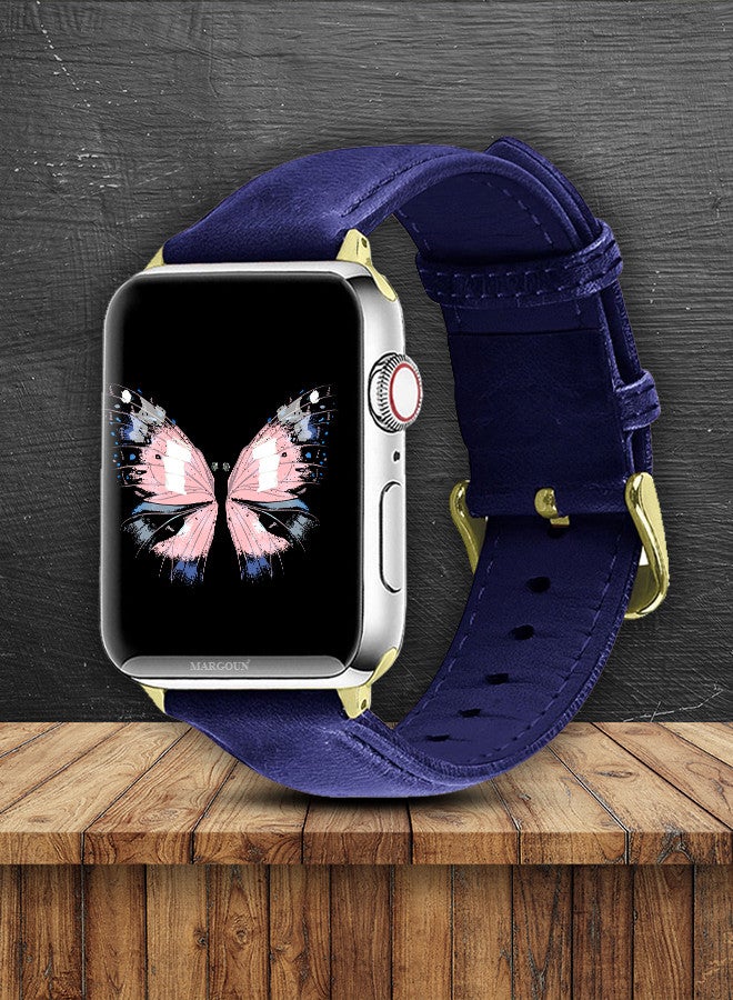 MARGOUN - Apple Watch Band 38mm/40mm/41mm Leather Band Buckle Strap Wristband Compatible with Apple watch series 7/6/5/4/3/2/1/SE Multicolor - Image 1