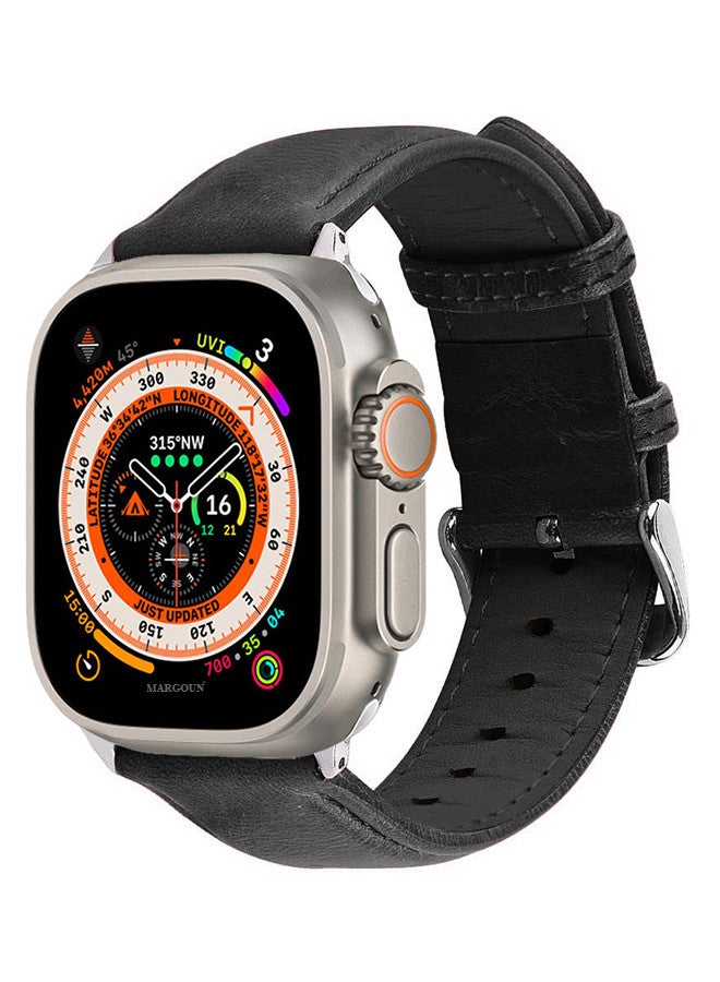 MARGOUN Apple Watch Band 49mm/45mm/44mm Leather Band Buckle Strap Wristband Compatible with Apple watch series Ultra2/Ultra/8/7/SE/5/4/3/2/1 Multicolor - Image 1