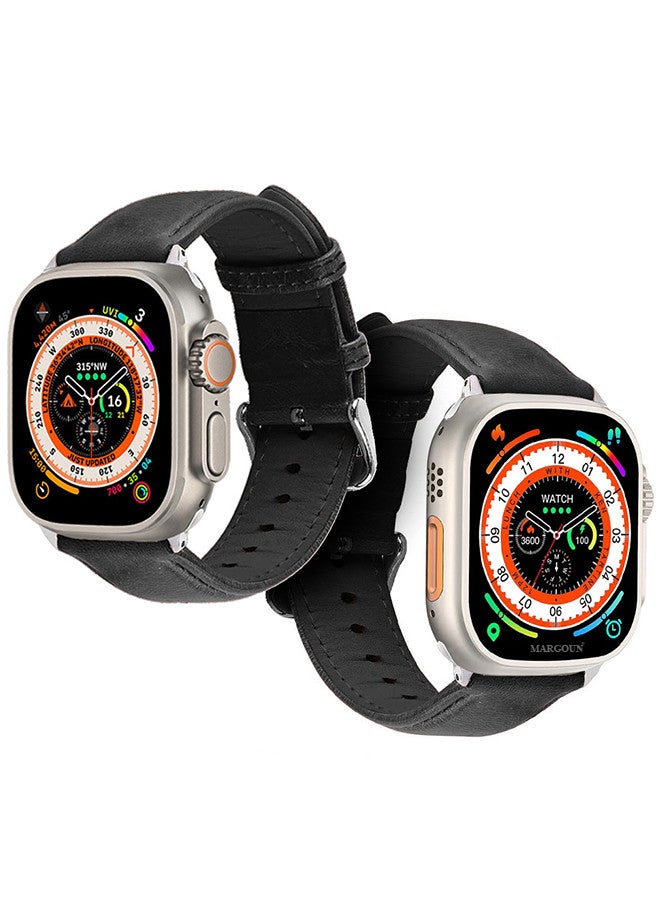 MARGOUN Apple Watch Band 49mm/45mm/44mm Leather Band Buckle Strap Wristband Compatible with Apple watch series Ultra2/Ultra/8/7/SE/5/4/3/2/1 Multicolor - Image 3