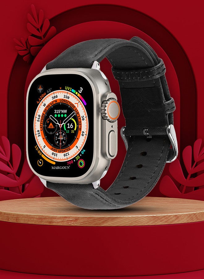 MARGOUN Apple Watch Band 49mm/45mm/44mm Leather Band Buckle Strap Wristband Compatible with Apple watch series Ultra2/Ultra/8/7/SE/5/4/3/2/1 Multicolor - Image 2