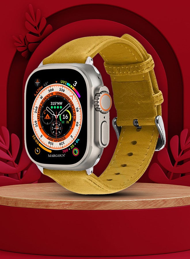 MARGOUN - Apple Watch Band 49mm/45mm/44mm Leather Band Buckle Strap Wristband Compatible with Apple watch series Ultra2/Ultra/8/7/SE/5/4/3/2/1 Multicolor - Image 1