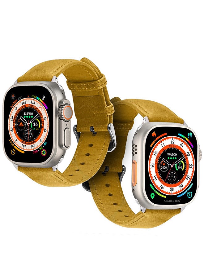 MARGOUN - Apple Watch Band 49mm/45mm/44mm Leather Band Buckle Strap Wristband Compatible with Apple watch series Ultra2/Ultra/8/7/SE/5/4/3/2/1 Multicolor - Image 1