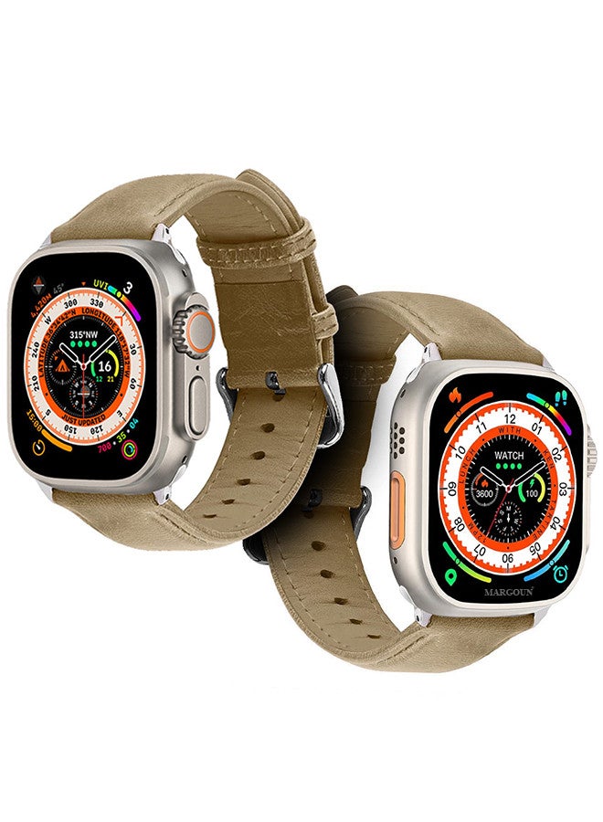 MARGOUN Apple Watch Band 49mm/45mm/44mm Leather Band Buckle Strap Wristband Compatible with Apple watch series Ultra2/Ultra/8/7/SE/5/4/3/2/1 Multicolor - Image 3