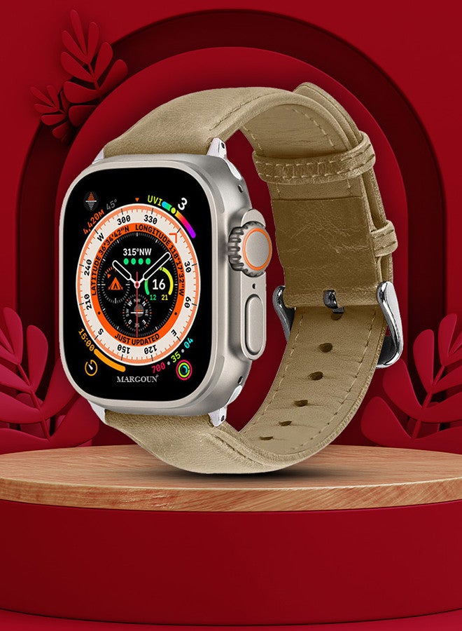 MARGOUN Apple Watch Band 49mm/45mm/44mm Leather Band Buckle Strap Wristband Compatible with Apple watch series Ultra2/Ultra/8/7/SE/5/4/3/2/1 Multicolor - Image 2