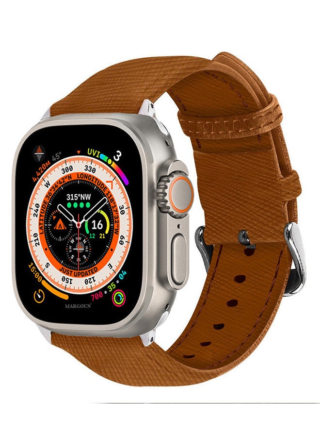 MARGOUN - Apple Watch Band 49mm/45mm/44mm Leather Band Buckle Strap Wristband Compatible with Apple watch series Ultra2/Ultra/8/7/SE/5/4/3/2/1 Multicolor - Image 1