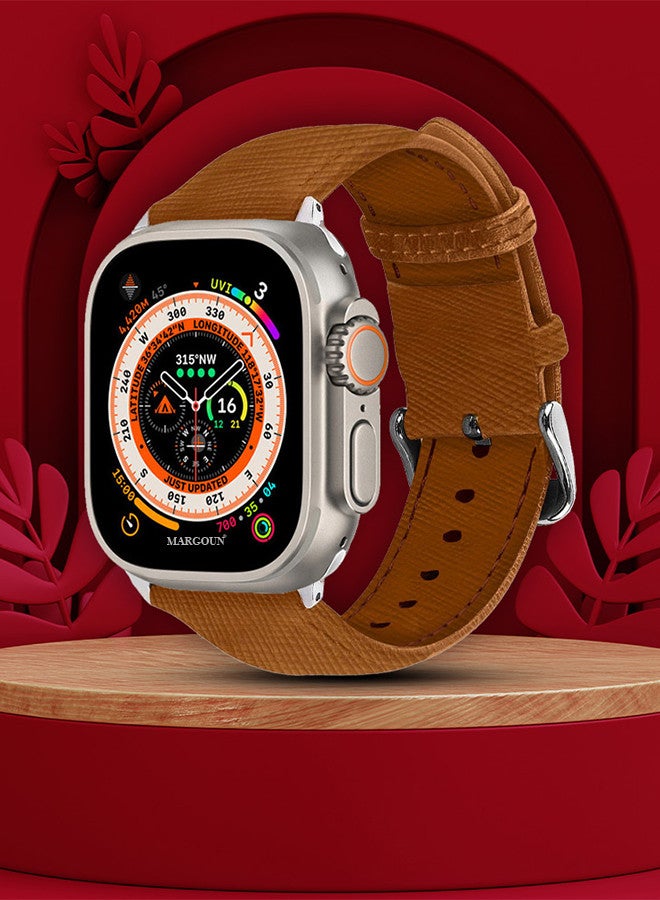 MARGOUN - Apple Watch Band 49mm/45mm/44mm Leather Band Buckle Strap Wristband Compatible with Apple watch series Ultra2/Ultra/8/7/SE/5/4/3/2/1 Multicolor - Image 1