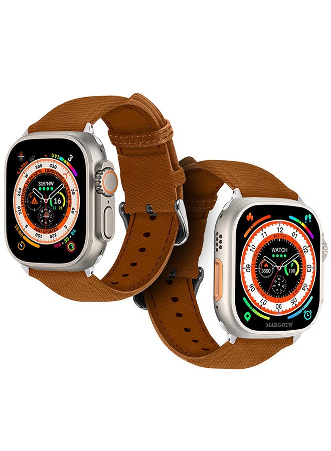 MARGOUN - Apple Watch Band 49mm/45mm/44mm Leather Band Buckle Strap Wristband Compatible with Apple watch series Ultra2/Ultra/8/7/SE/5/4/3/2/1 Multicolor - Image 1