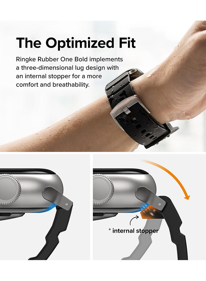 رينجك سوار ساعة مطاطي One Bold متوافق مع Apple Watch 49 مم / 45 مم / 44 مم / 42 مم، حزام سيليكون TPU خفيف الوزن ومرن وقابل للتعديل - - Image 3